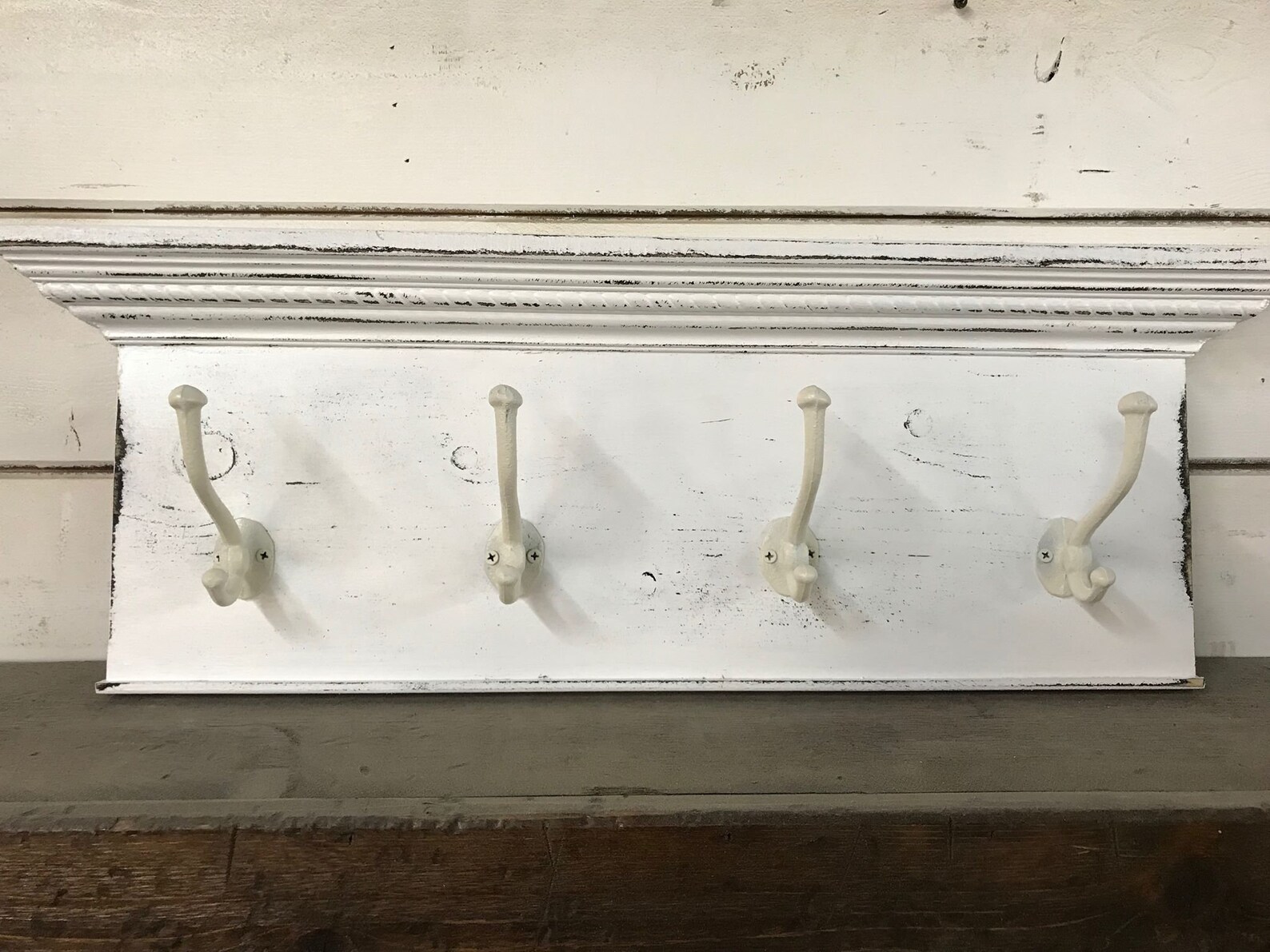 French Country Coat Rack Shabby Chic Coat rack with Cast iron | Etsy