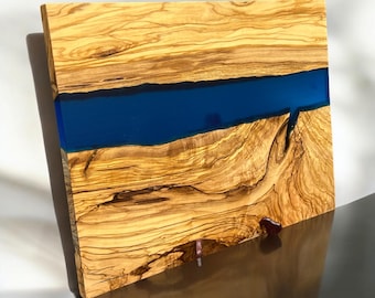 Epoxy cutting board, charcuterie board, olive wood cutting board, river table, epoxy table, serving tray, exotic wood cutting board