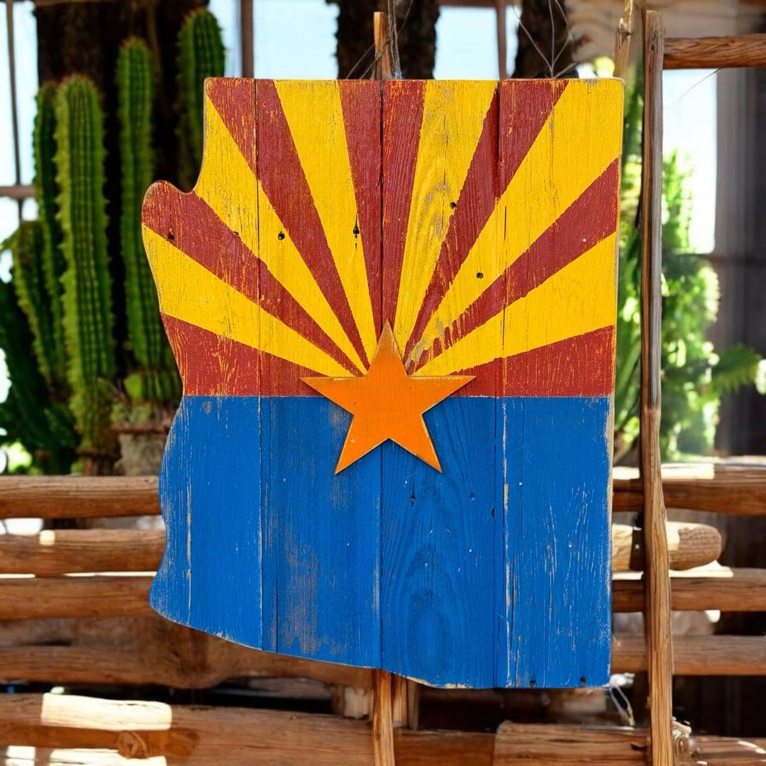 Large AZ Shape State Flag, Barn Wood Style Arizona Flag, Arizona Flag ...