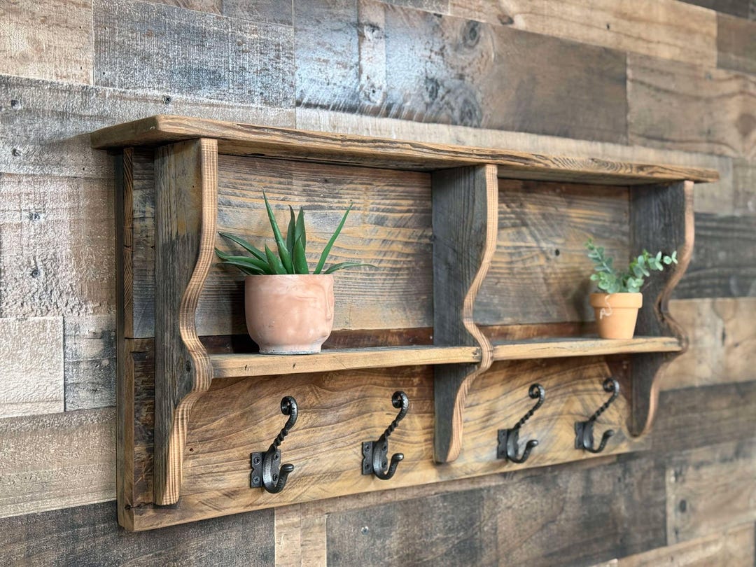 Barn Wood Coat Rack, Barn Wood Cubby ,primitive Coat Rack, Antique Coat ...