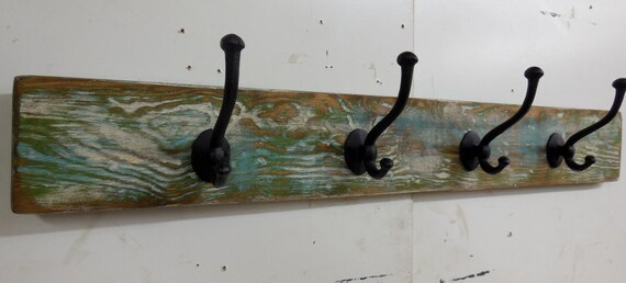 Rustic Coastal Coat Rack Nautical Coat Rack Hall Tree Primitive Coat Rack Cast Iron Coat Hooks Wall Hanging Antique Style Coat Rack