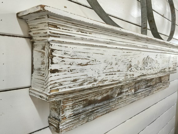 French Country Mantel Shelfprimitive Mantle Shelffireplace Etsy