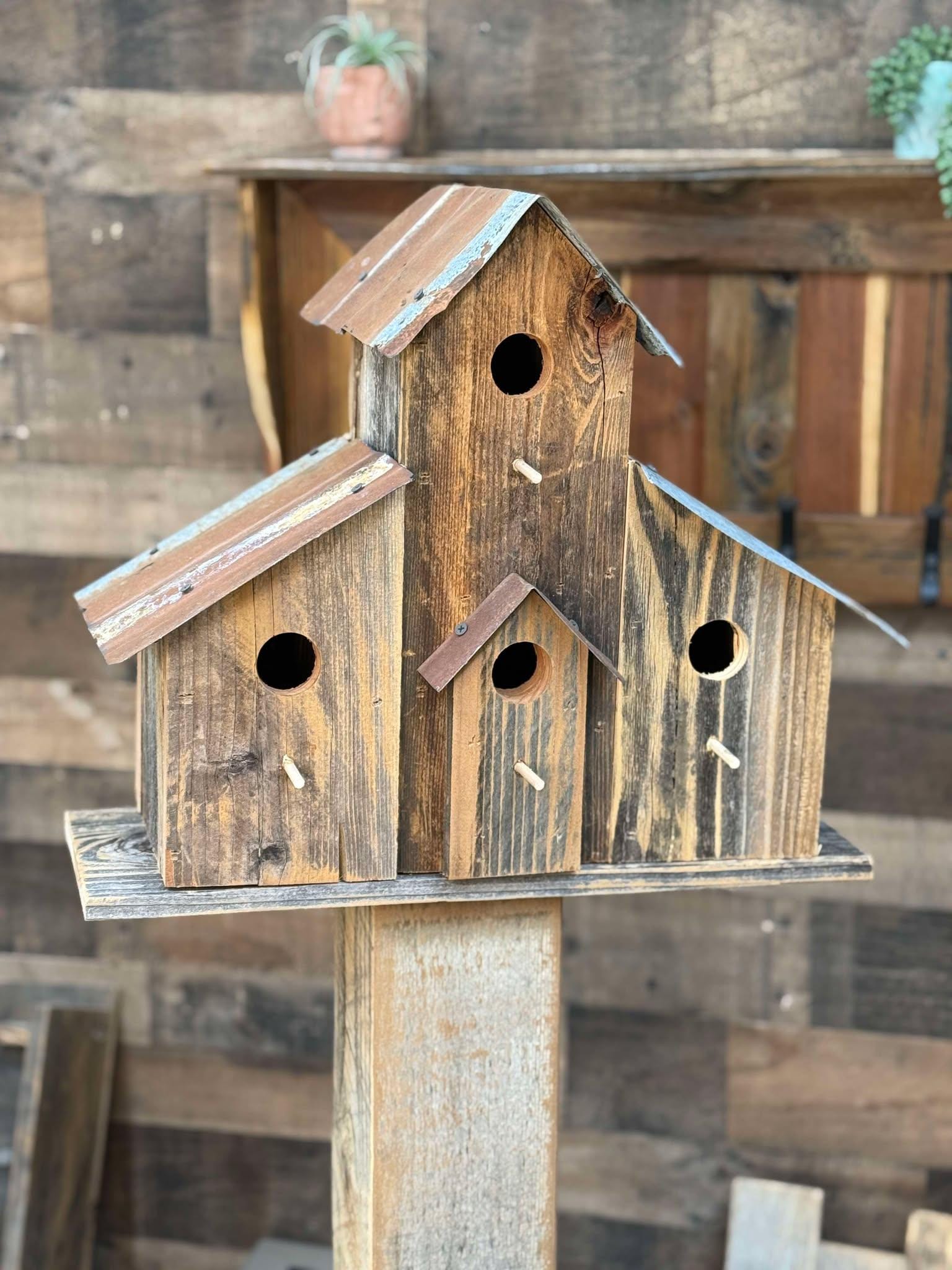 Rustic Barn Wood Birdhouse With Tin Roof, Ranch Decor - Etsy
