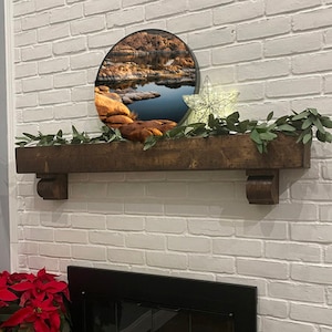 Wood Beam mantle with Corbels,Beam Mantle,Floating shelf,Primitive mantle shelf with Corbels,Corbels,Hewn Beam,hollow beam, Floating Shelf