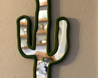 Cactus wall mirror, MCM mirror, saguaro cactus, custom mirror, Laser cut out wall mirror