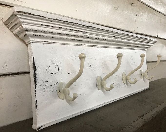 French Country Coat Rack Shabby Chic Coat Rack With Cast Iron Etsy