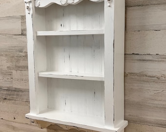 Cottage Chic wall shelf, Victorian Bookshelf, Hanging Book Shelf, colonial wall shelf, antique style wall shelf, Distressed shelf,