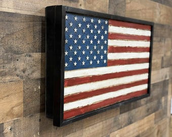 Concealed Flag, Wooden flag with secret compartment, Primitive Flag, Americana Flag, distressed flag, rustic flag, americana decor