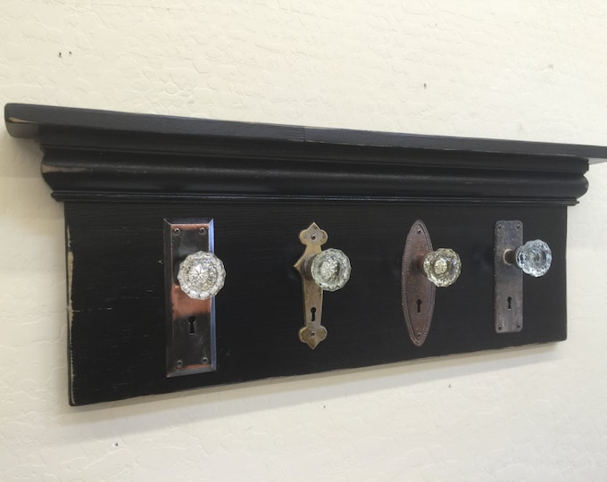 Architectural Salvage Coat Rack, Rustic Coat Rack, Antique Glass Door