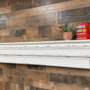 Distressed White French Country Mantel Shelf, Floating Wall Decor