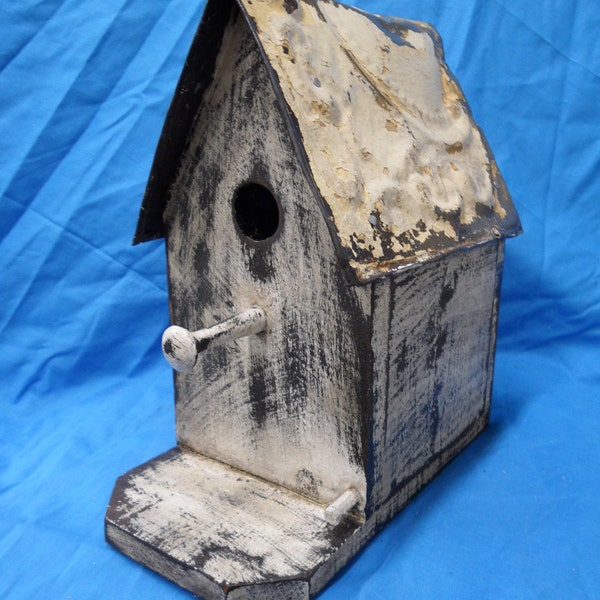 French Country Bird house, Victorian Style Birdhouse, Functional bird house, Shabby Chic, Antique Ceiling Tin, Antique style birdhouse