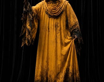 Eldritch Horror Hastur-mantel - donkere middeleeuwse tovenaarsoutfit - The King in Yellow geïnspireerde rituele mantel -