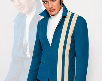 Blauwe Elvis Presley Speedway-jas | Retro rock-'n-roll-cosplay uit de jaren 60