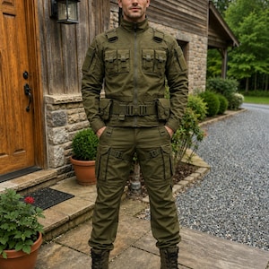 Militär taktisk uniform för män | Olivgrön stridsdräkt | Cosplay inspirerad av Imperial Officer