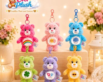 Conjunto de llaveros de peluche de los Ositos Cariñositos, llavero de osito de peluche adorable, accesorio kawaii para mochila, regalo de peluche suave para ella.