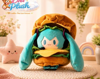Muñeco de peluche de Miku / Peluche de anime / Hamburguesa o clásico / Hatsune Miku / Peluche kawaii / Juguete Vocaloid / Regalo otaku, Merchandising de manga, Coleccionable
