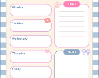 Planificador semanal imprimible / Planificador semanal sin fechas / Horario semanal minimalista / Organizador semanal en tonos pastel / Planificador de productividad