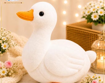 Peluche de pato blanco, peluche de ganso adorable, peluche suave, almohada de pájaro kawaii, regalo para amantes de los patos, decoración para guardería, 25 cm x 42 cm