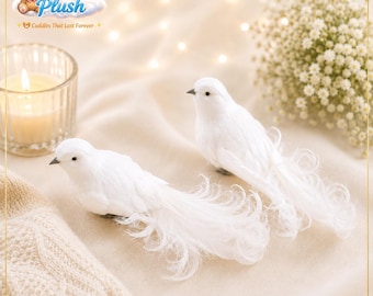 Juego de pinzas para pájaros con plumas blancas artificiales, adorno de paloma blanca, decoración para bodas, decoración para árboles de Navidad, arreglos florales, decoración del hogar.