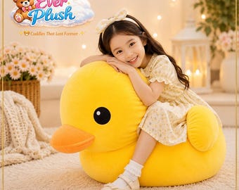 Peluche de pato amarillo, almohada de peluche de pato adorable, peluche suave, cojín de pato kawaii, regalo de peluche gigante para niños y adultos.