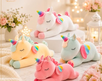 Peluche de unicornio, peluche gigante de unicornio, almohada de peluche kawaii, peluche suave de unicornio, lindo regalo para niños, decoración de guardería, regalo de cumpleaños