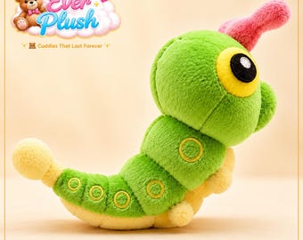 Peluche de Caterpie, adorable oruga de peluche, animal de peluche inspirado en el anime, muñeco de peluche kawaii, regalo de coleccionista, peluche suave.