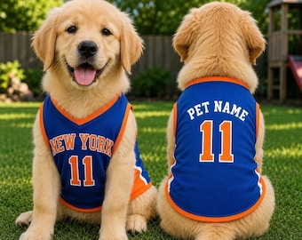 Personalized New York Pet Basketball Jersey,Custom Dog Jersey with Name and Number, Clothes Game Day Puppy Shirt Basketball Dog Gift