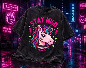 Stay Wild Unicorn PNG SVG | Y2K Kawaii Unicorn | Printable Graphic for Shirts, Stickers & Tumblers