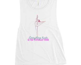 Camiseta sin mangas para mujer con estampado de bailarina de barra