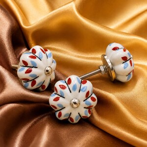Colorful Ceramic Drawer Knob Red Blue Floral Cabinet Pull 40mm Pumpkin Dresser Handle Boho Decor DIY