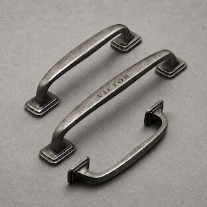 Personalized Vintage Zinc Alloy Cabinet Pull, Engraved Drawer Handle, Antique Dresser Hardware