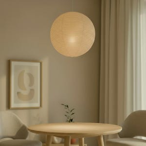 Abat-jour suspendu en lin blanc cassé | Luminaire suspendu neutre fait main pour intérieurs scandinaves modernes Japandi