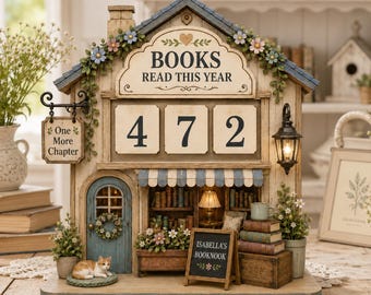 Personalized Cottage Book Tracker, Wooden Books Read This Year Counter, Custom Book Nook Decor, Reading Goal Sign, Book Lover Gift