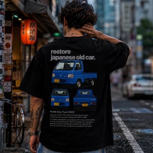 ホンダ アクティ トラック 軽トラック JDM グラフィック T シャツ、レトロな日本の車好きのためのシャツ
