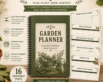 Garden Planner Printable PDF | Seed Inventory, Harvest Log, Crop Rotation (Instant Download)