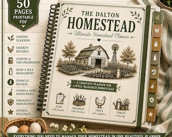 Ultimate Homestead Planner | Garden, Chicken, Canning, Financial Records (Digital Download)