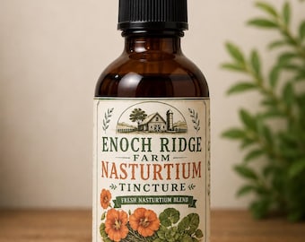 Fresh Nasturtium Tincture | Alcohol-Free Herbal Glycerite, Mint Blend (2 oz)