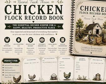 Chicken Flock Record Book | Egg Collection, Health, Hatching Logs (Printable PDF)