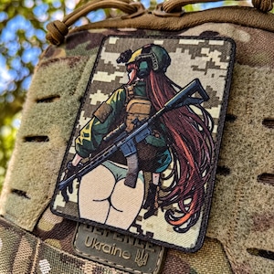 Anime Girl Pixel Camo Patch, ukrainskt taktiskt emblem (kardborreband)