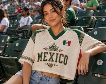 Mexico Mesh Crop Top Jersey Soccer Football, Mexico Football Fan Shirt, Aztec Match 26 Game Day Tee, Mexico Jersey, Mexican Soccer Fan Gift