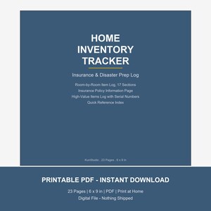 Modèle de suivi d'inventaire des biens à imprimer, registre des sinistres pièce par pièce (PDF) pour propriétaires et locataires, préparation aux catastrophes (téléchargement numérique)