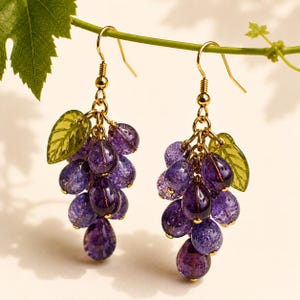 Grape 14 K Gold Earrings - Etsy