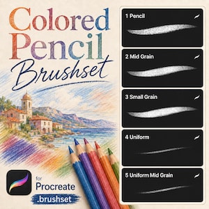 Procreate färgpennpenslar, texturerad kornig skissskuggning (digital nedladdning)