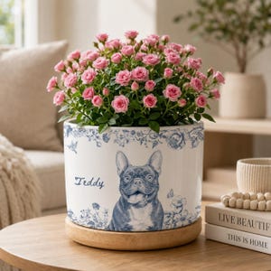 Personalized French Bulldog Flower Pot, Custom Pet Portrait Planter, Dog Memorial Gift, Dog Lover Keepsake