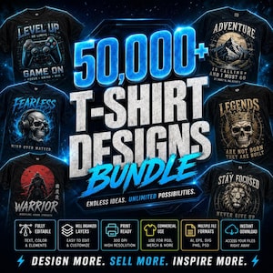 Bundel met meer dan 50.000 T-shirtontwerpen in PNG- en SVG-formaat, bewerkbare sublimatieontwerpen, PNG-bundel voor shirts, grafische afbeeldingen voor commercieel gebruik, digitale download afbeelding 6