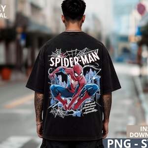 Spider Supereroe PNG, design per maglietta in stile fumetto vintage, Spider Hero retrò per sublimazione PNG SVG, design per t-shirt da supereroe, download digitale