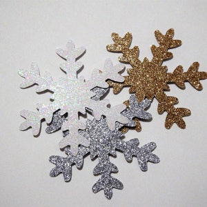 12 Glitter 3 inch Snowflakes,Silver,Gold,White,Winter Onederland,Wedding,Baby Shower,Decorations,Winter Theme,Little Snowflake