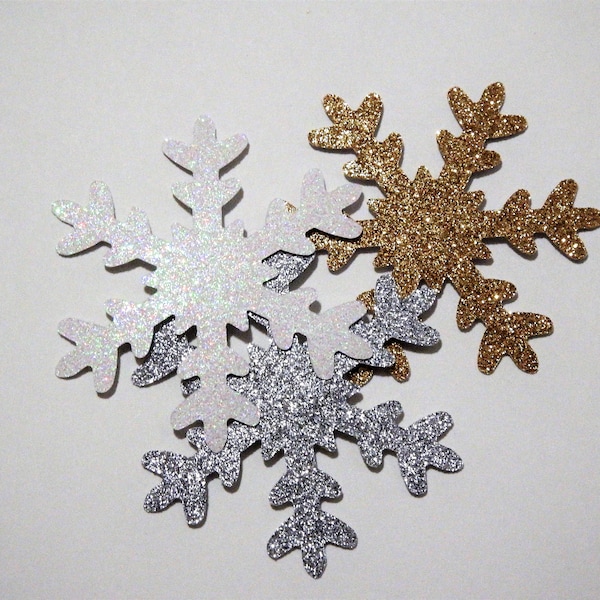 12 Glitter 3 inch Snowflakes,Silver,Gold,White,Winter Onederland,Wedding,Baby Shower,Decorations,Winter Theme,Little Snowflake