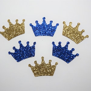 25 Gold und Royal Blau Glitter Kronen,Babyparty,Konfetti,Geburtstag,Prinzessin,Prinz,König