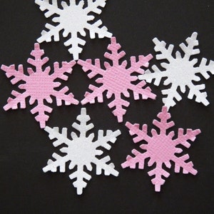 50 copos de nieve rosa y blanco brillo, confeti, copos de nieve, invierno país de las maravillas, invierno Onederland, congelado, boda, revelación de género